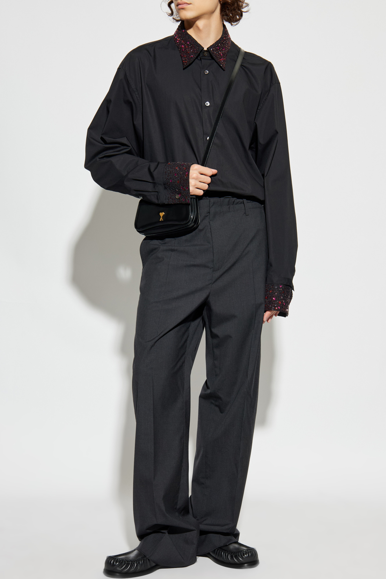 Black Shirt with a decorative collar Dries Van Noten - Vitkac GB